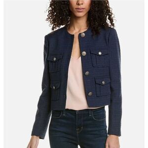 Ted Baker Cropped Boucle Cotton Wool Blend Jacket Size Ted 5/ US 12